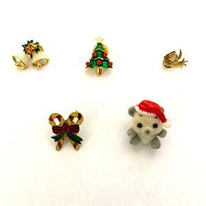 Lot of 6 Vintage Small Christmas/Holiday Lapel Pins